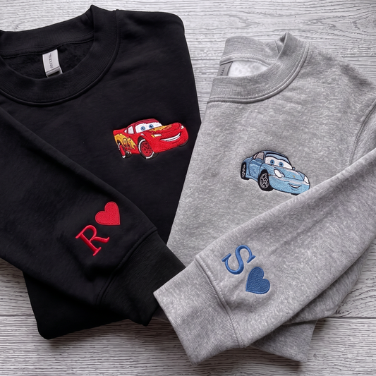 Matching Cars couple Embroidered sweatshirt