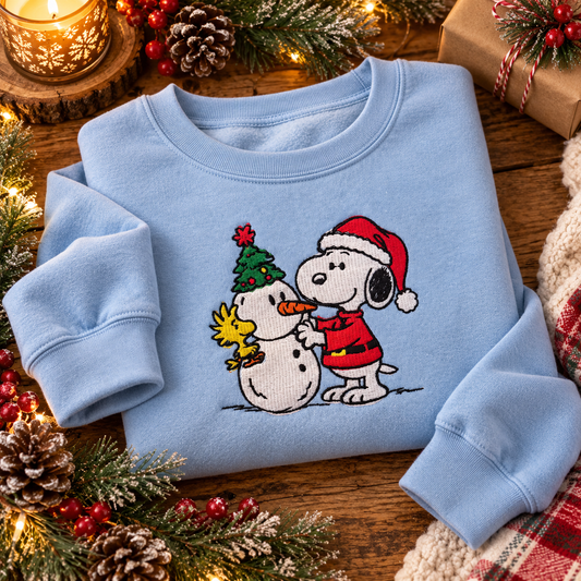 Snowman Holiday Dog Embroidered Sweatshirt
