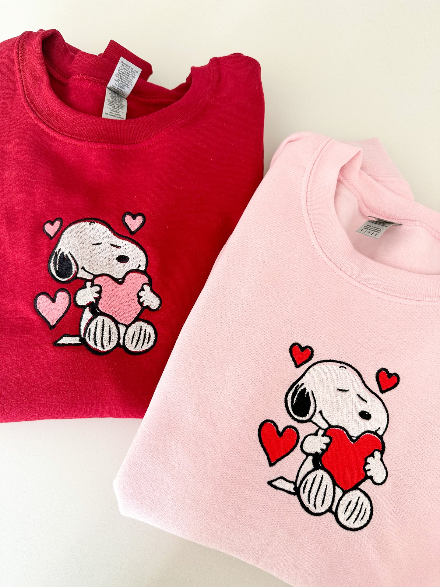 Snoopy Heart Embroidered Crewneck Sweatshirt