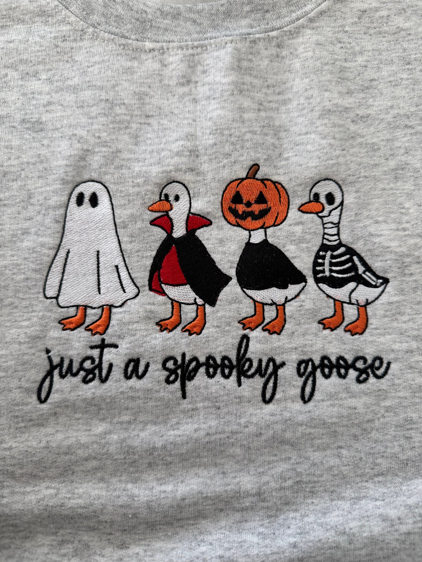 Just a Spooky Goose Embroidered Halloween Sweater