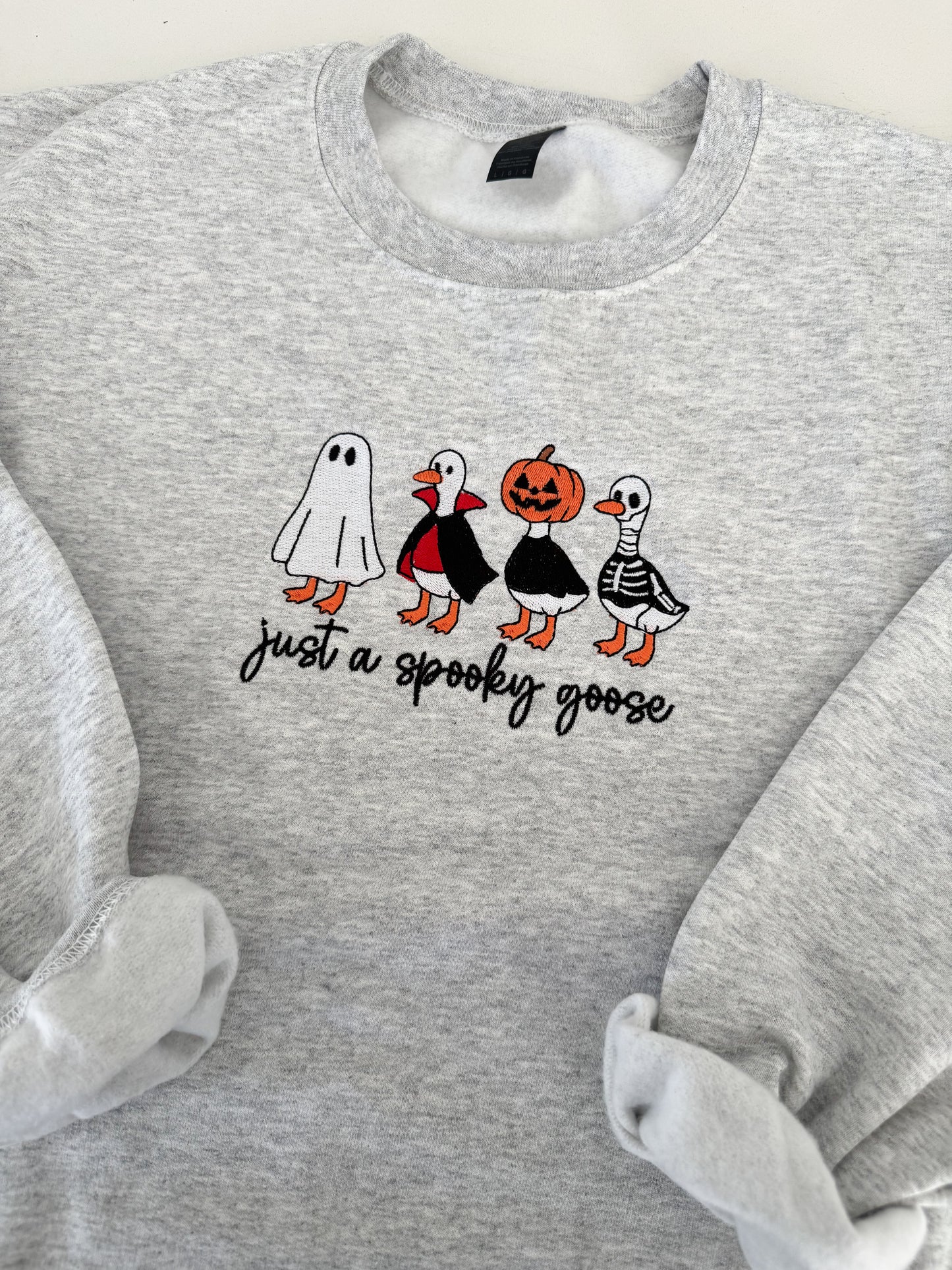 Just a Spooky Goose Embroidered Halloween Sweater