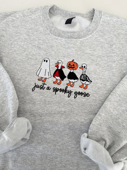 Just a Spooky Goose Embroidered Halloween Sweater