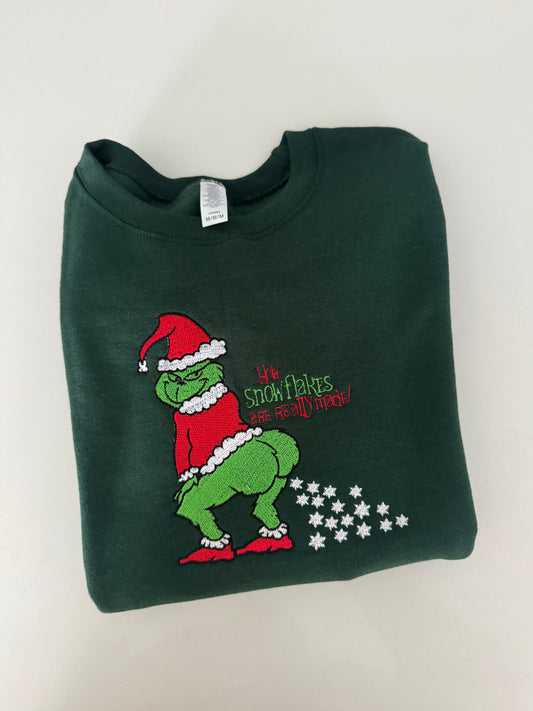 “How Snowflakes Are Really Made” Embroidered Christmas Sweatshirt