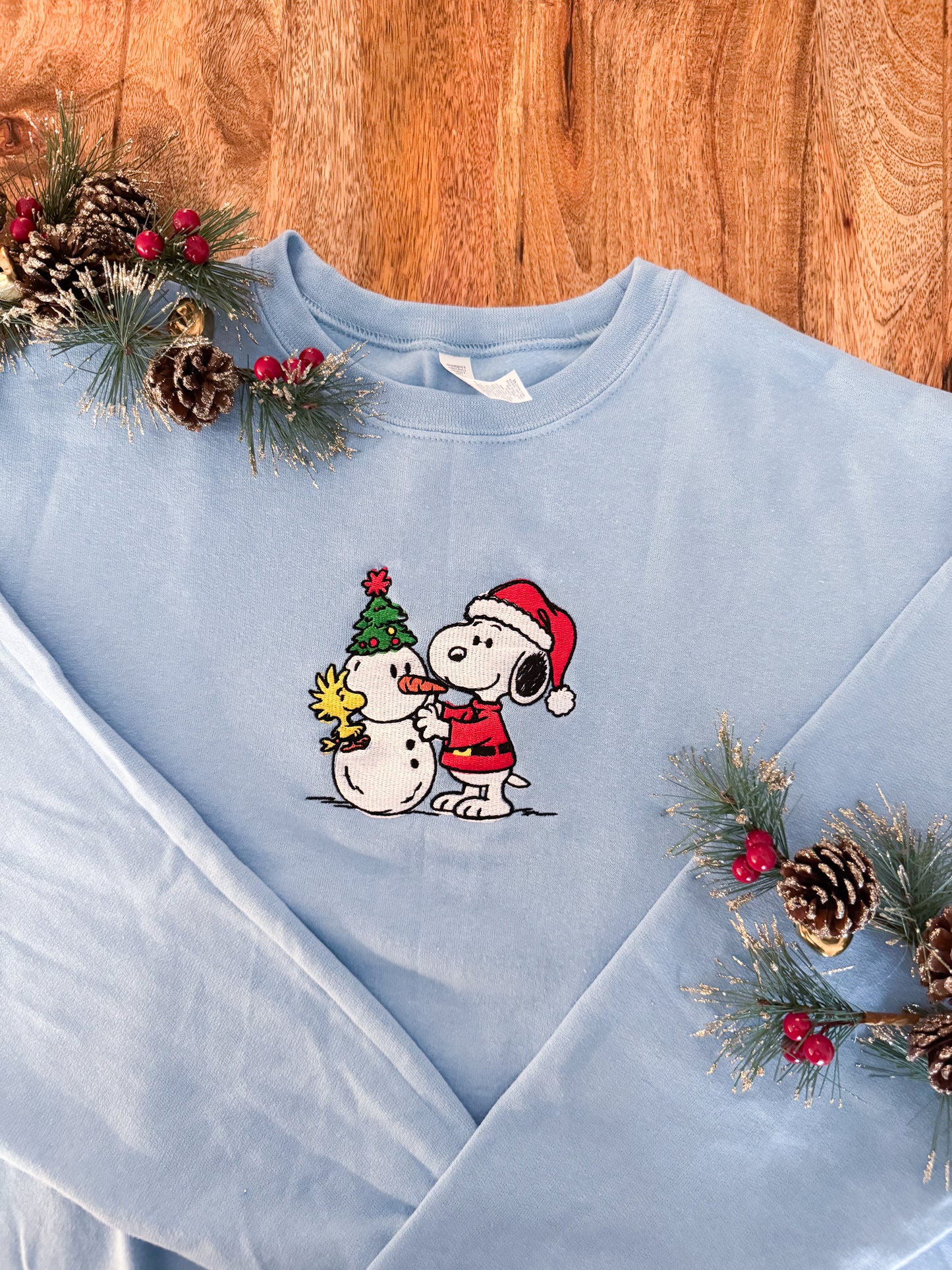 Snoopy Christmas Snowman Embroidered Sweatshirt