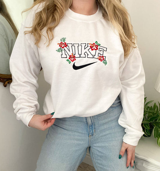 Hibiscus Floral Embroidered Sweatshirt