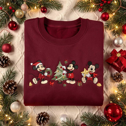 Vintage Mouse Trio Embroidered Sweatshirt