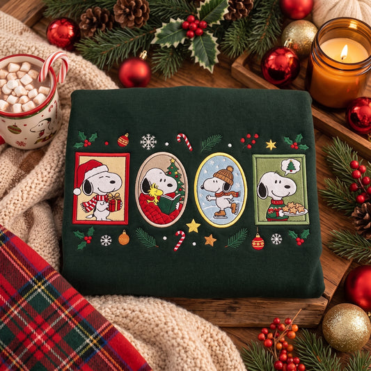 Holiday Dog Frame Christmas Embroidered Sweatshirt