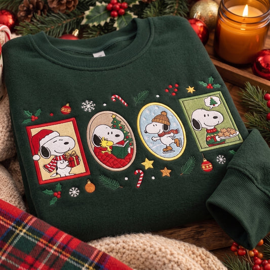 Holiday Dog Frame Christmas Embroidered Sweatshirt