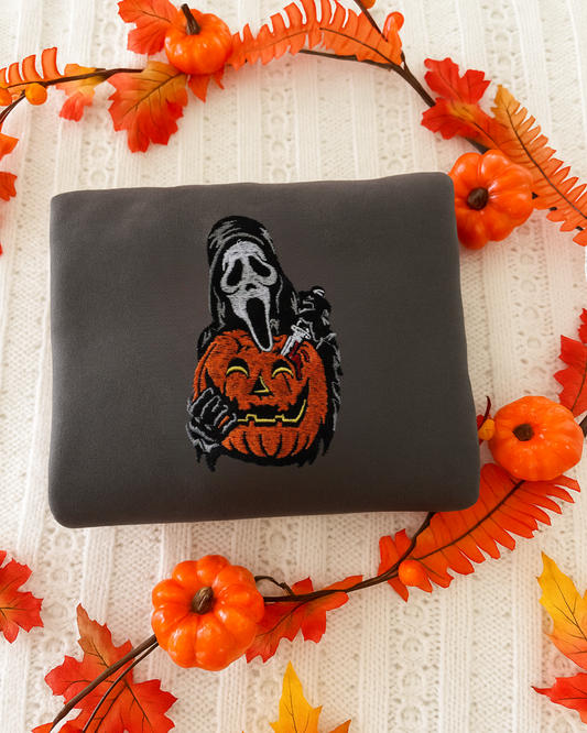Pumpkin Scream Embroidered Sweater