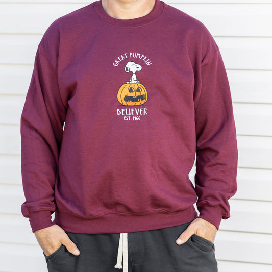 Great Pumpkin Believer Embroidered Crewneck or Hoodie