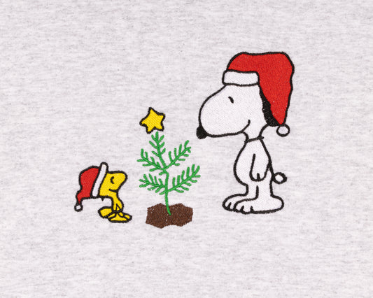Snoopy & Woodstock Christmas Tree Embroidered Crewneck