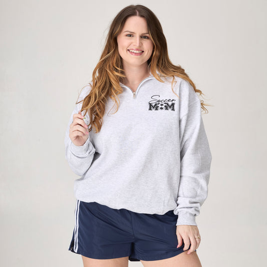 Soccer Mom Embroidered Quarter-Zip Pullover