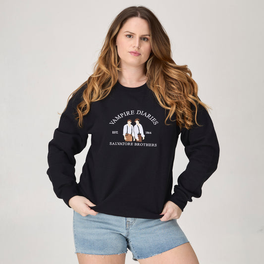 Salvatore Brothers Vampire Diaries Embroidered Sweatshirt