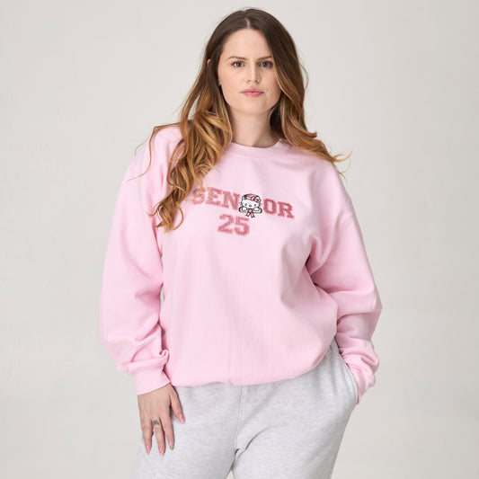 Senior 2025 Glitter Appliqué Embroidered Crewneck