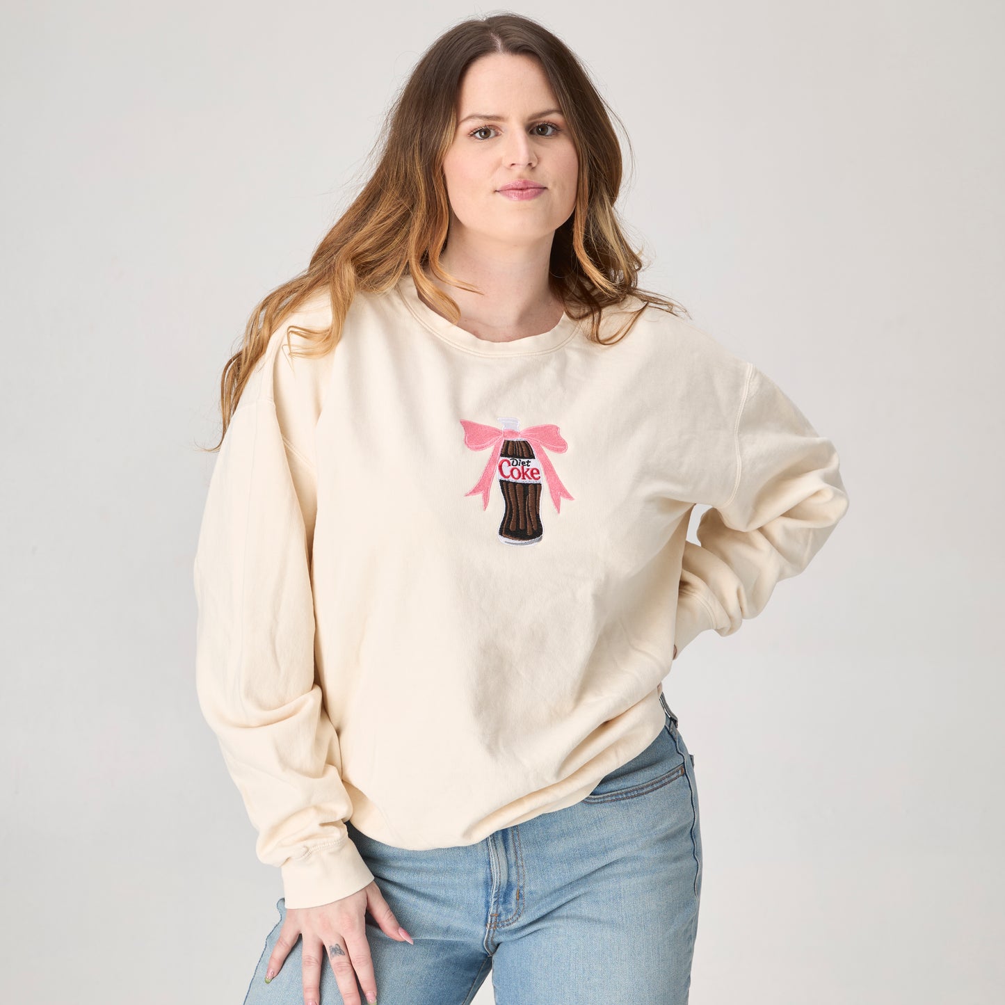 Diet Bow Bottle Embroidered Sweatshirt