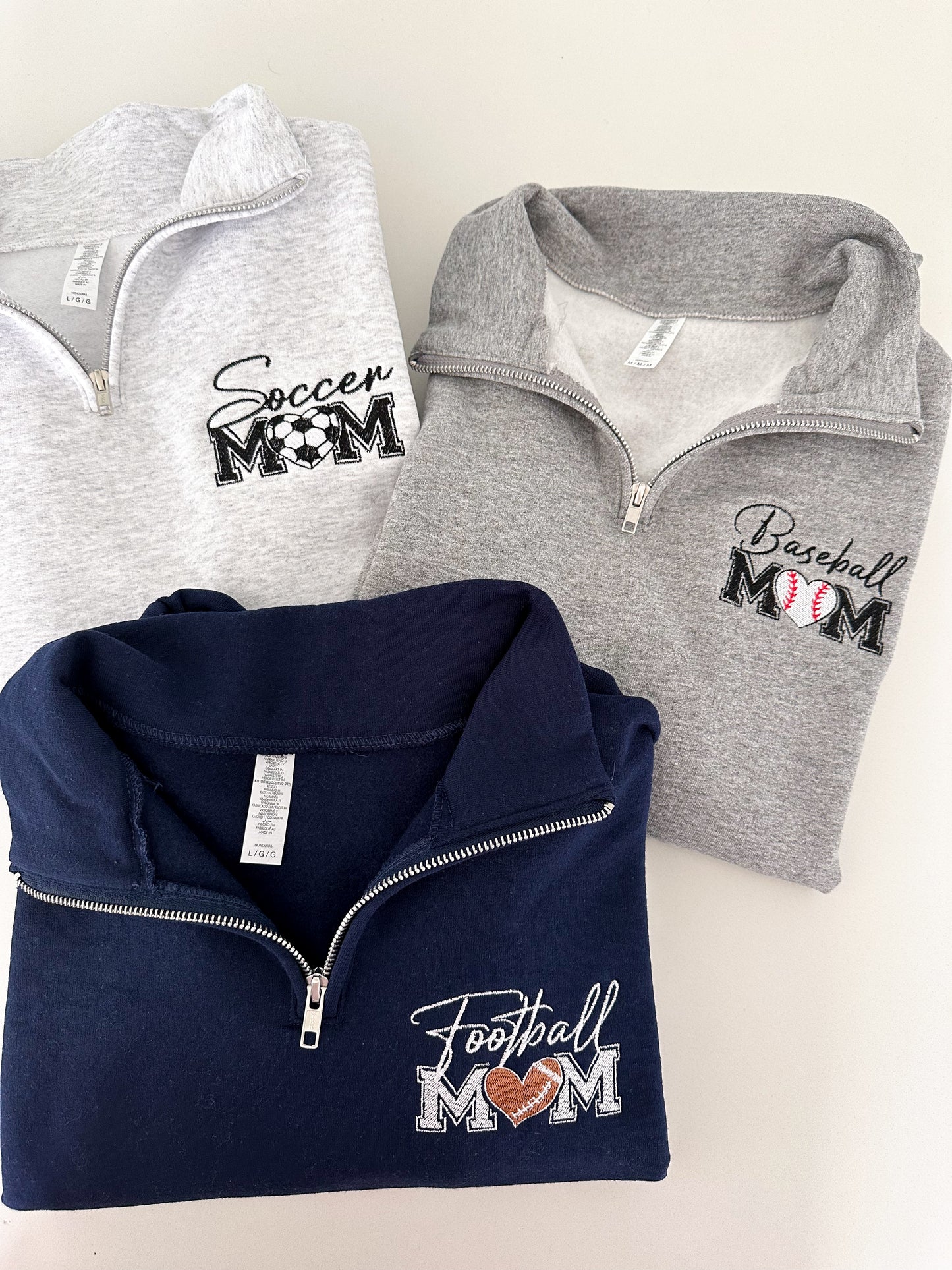 Baseball Mom Embroidered Quarter-Zip Pullover