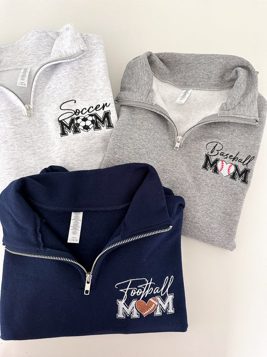 Soccer Mom Embroidered Quarter-Zip Pullover