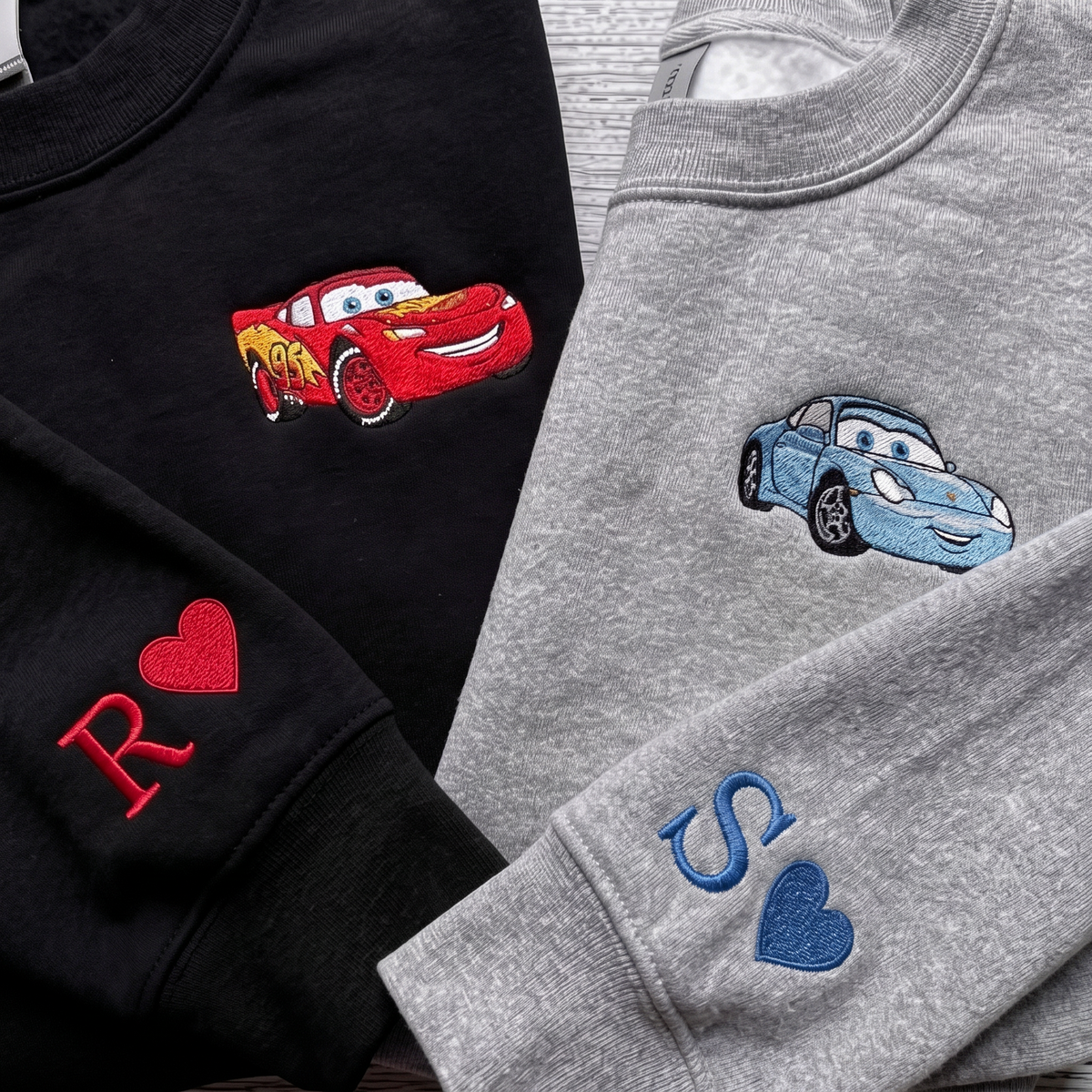 Matching Cars couple Embroidered sweatshirt