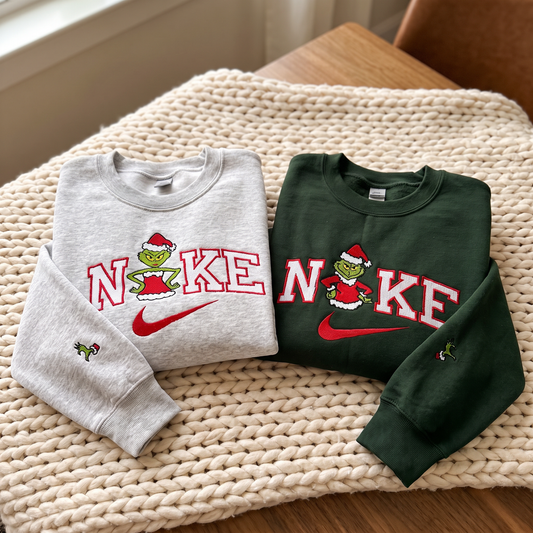 Grinchy Matching Embroidered Sweatshirt