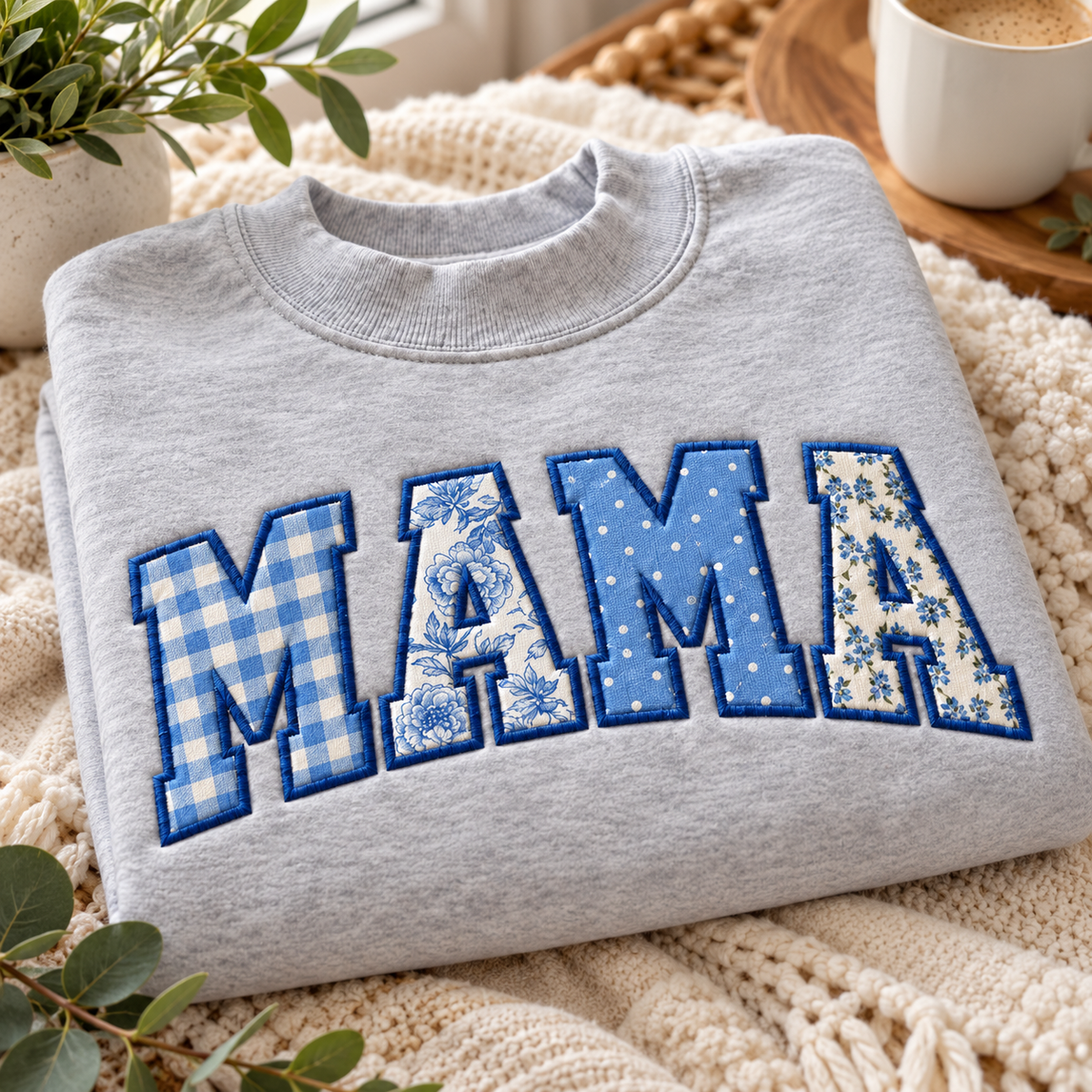 Custom Embroidered MAMA Mockneck Sweatshirt