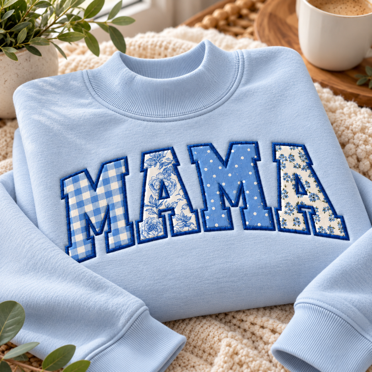 Custom Embroidered MAMA Mockneck Sweatshirt