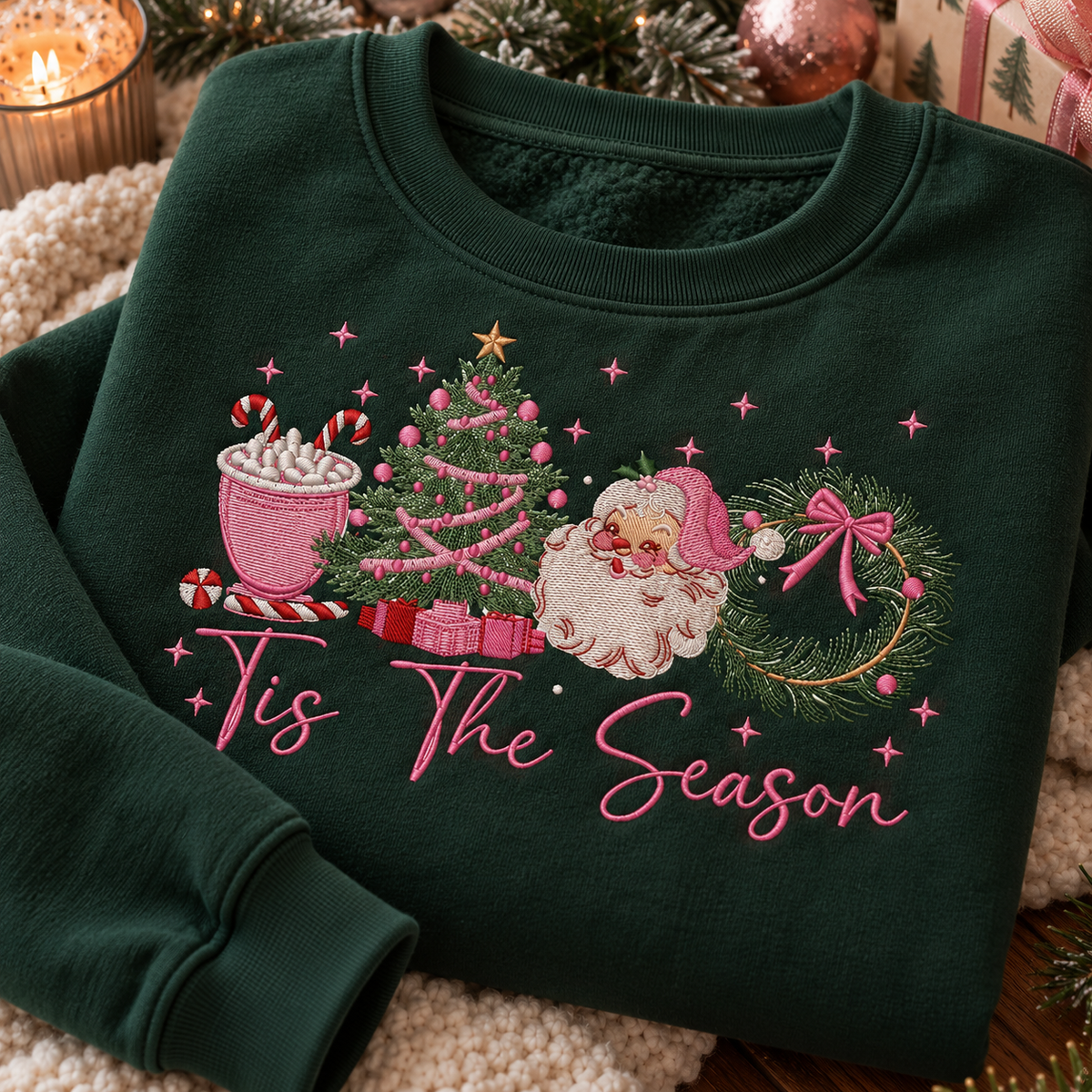 Tis the Season Christmas Embroidered Sweatshirt