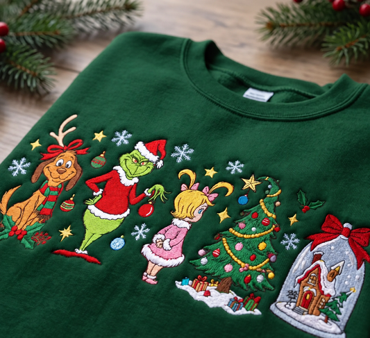 Grinchy Embroidered Sweatshirt