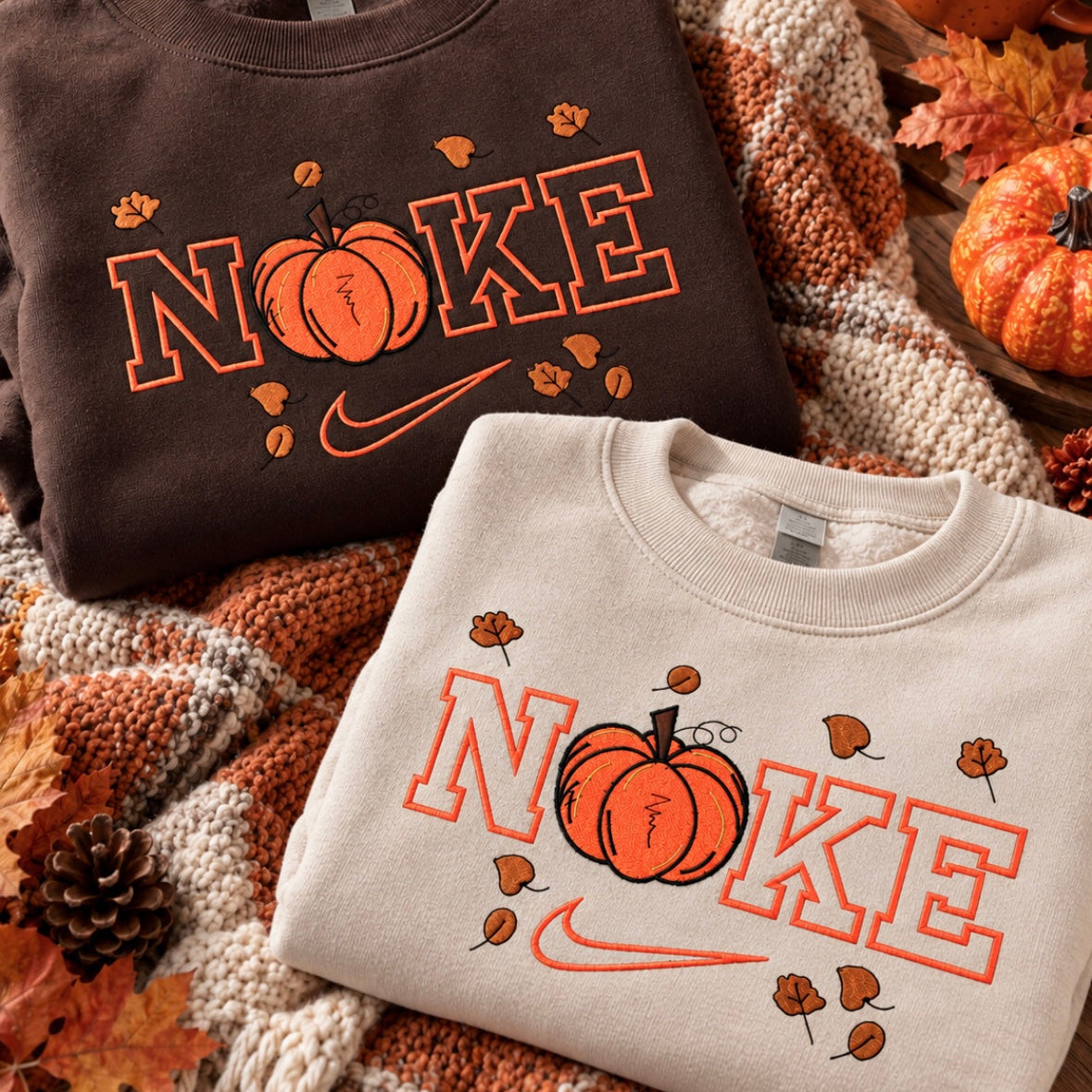 Matching Pumpkin Embroidered Sweatshirt