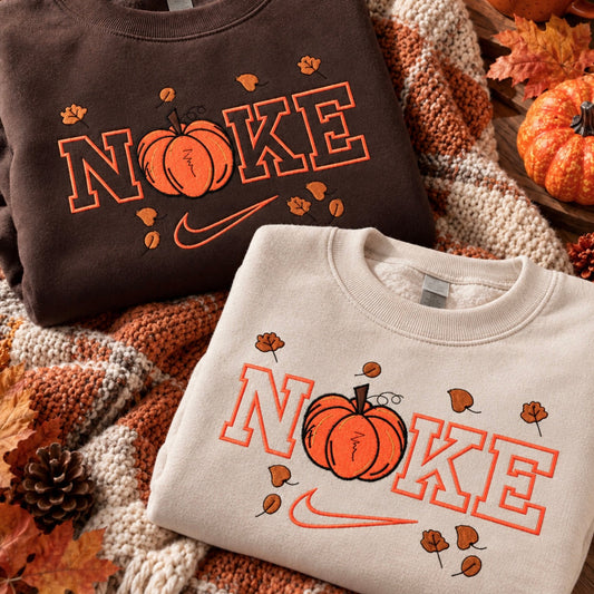 Matching Pumpkin Embroidered Sweatshirt