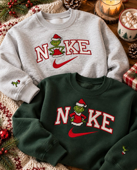 Grinchy Matching Embroidered Sweatshirt