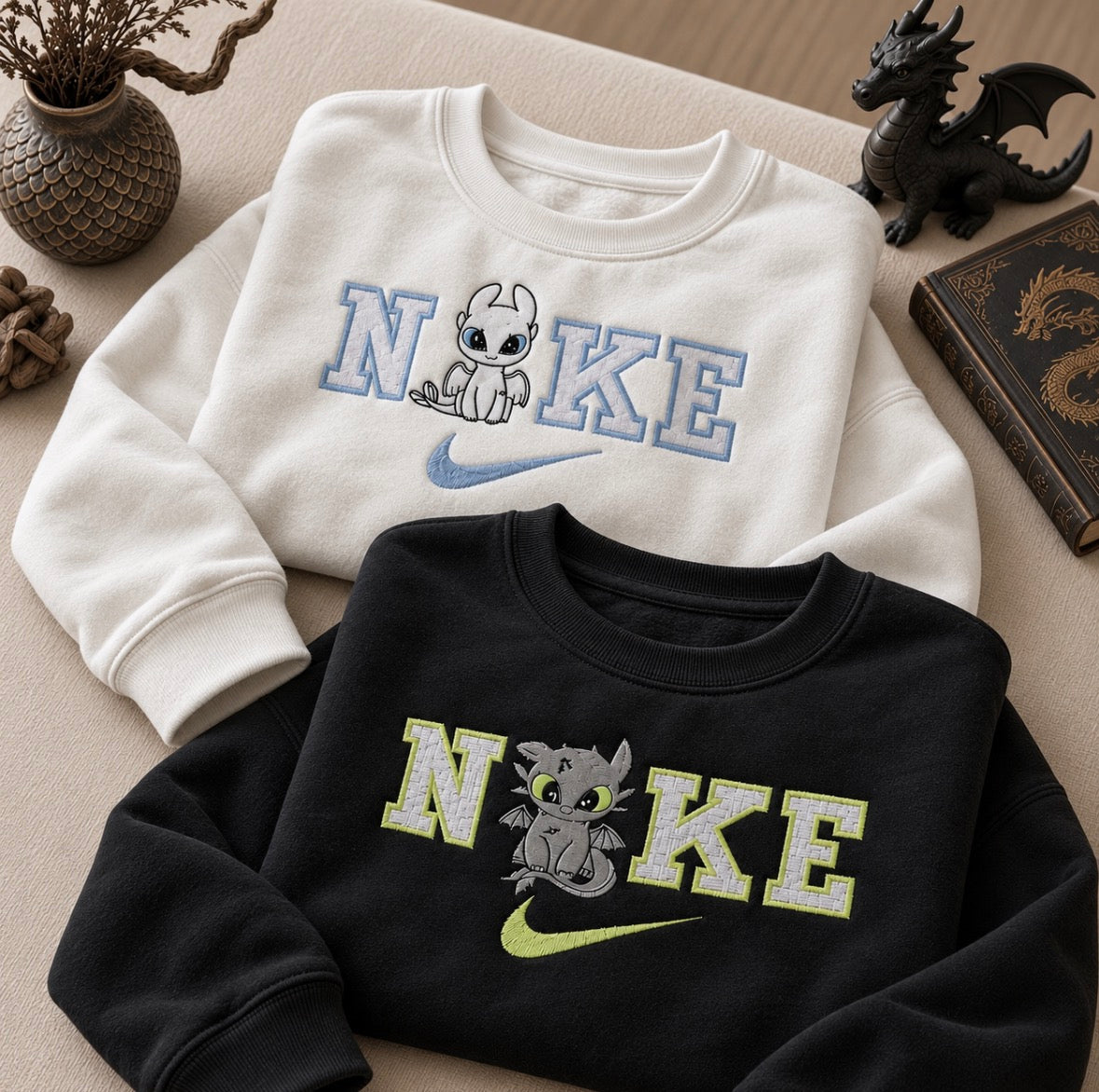 Matching Dragons Embroidered Sweatshirt