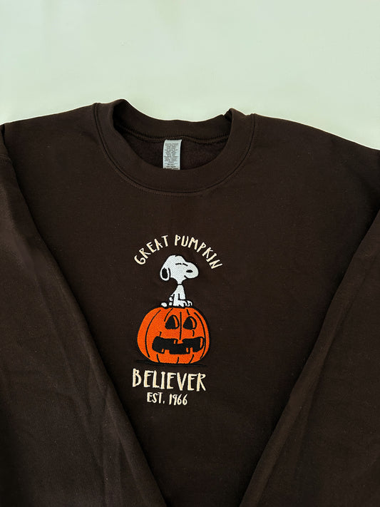 Great Pumpkin Believer Embroidered Crewneck or Hoodie
