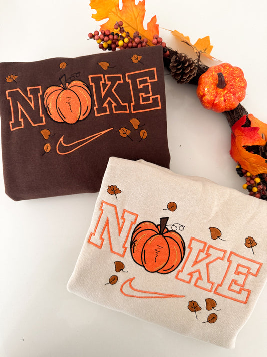Pumpkin Matching Embroidered Sweaters