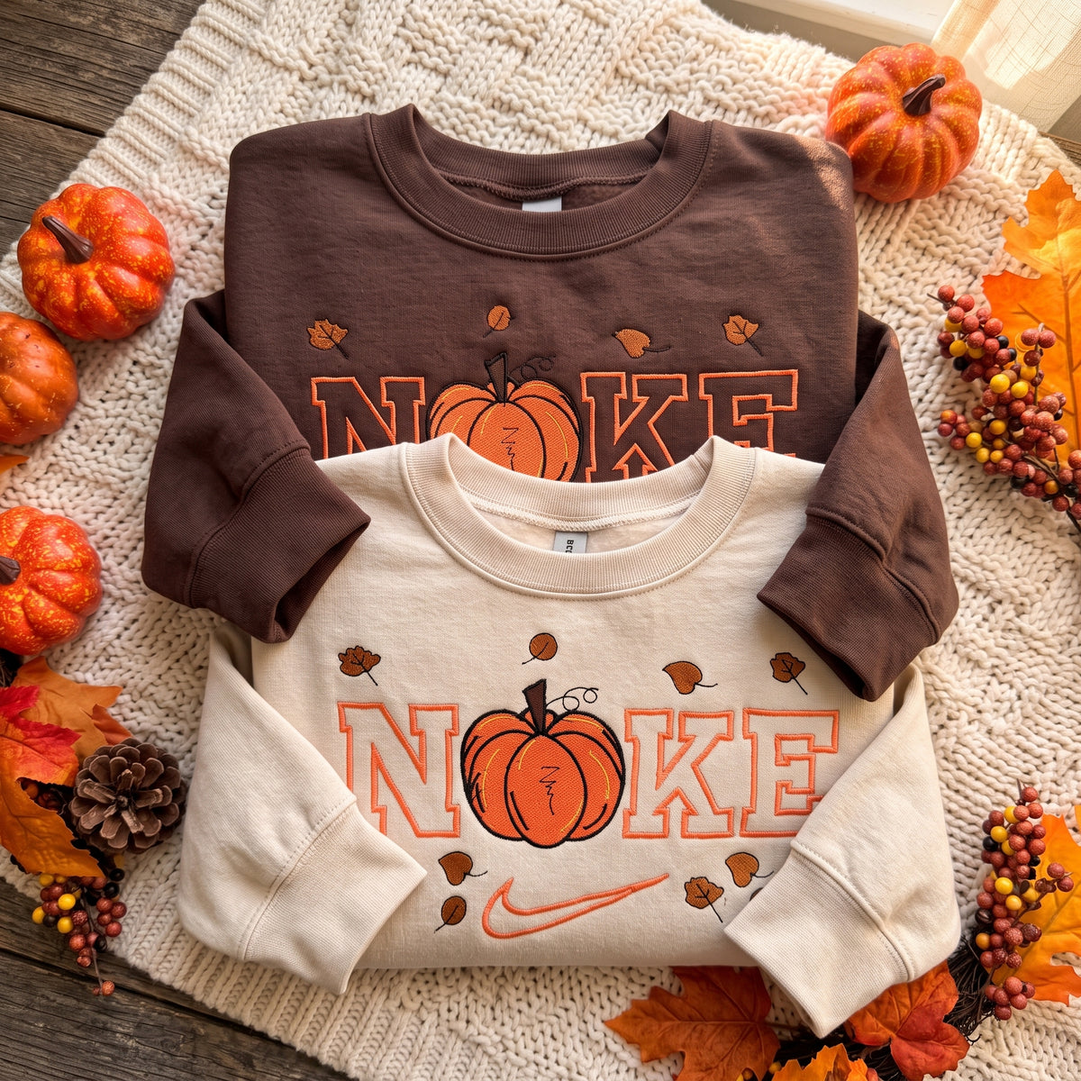 Matching Pumpkin Embroidered Sweatshirt