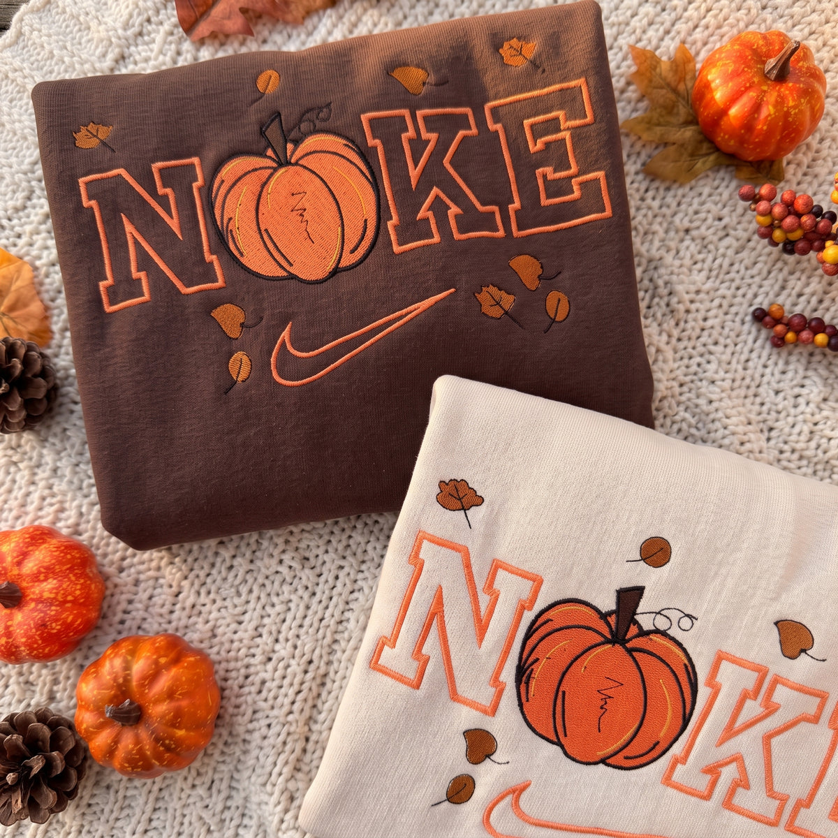 Matching Pumpkin Embroidered Sweatshirt