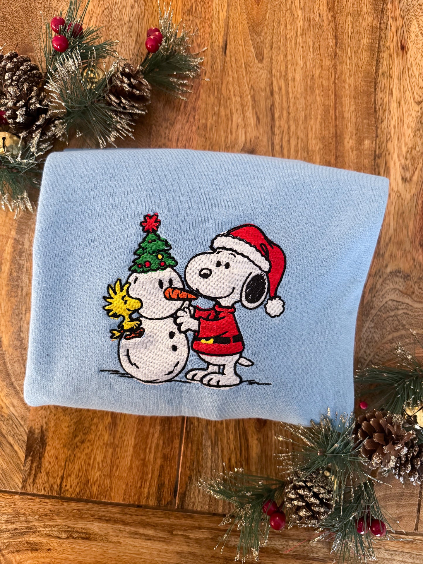 Snoopy Christmas Snowman Embroidered Sweatshirt
