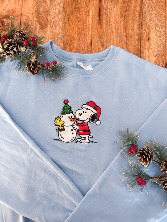 Snoopy Christmas Snowman Embroidered Sweatshirt