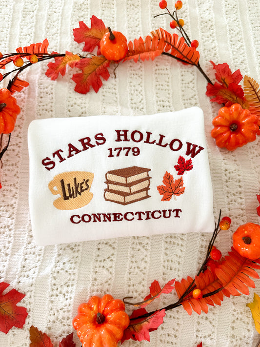 Stars Hollow Cozy Crew — Luke’s Diner & Autumn Vibes Embroidered Sweatshirt