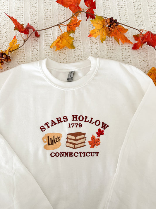 Stars Hollow Cozy Crew — Luke’s Diner & Autumn Vibes Embroidered Sweatshirt