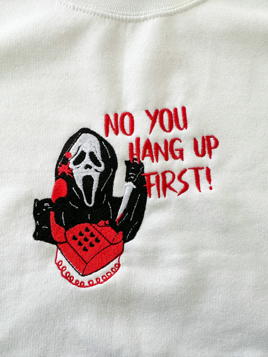No you hang up first embroidered sweater