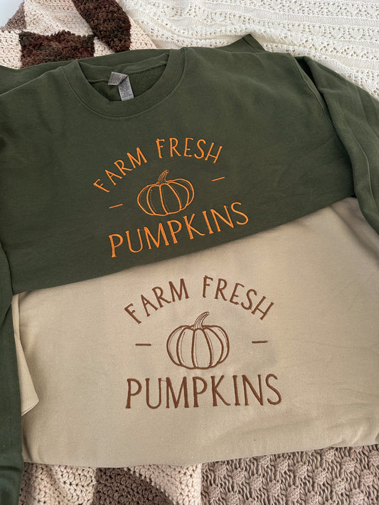 Farm Fresh Pumpkins Embroidered Sweatshirt