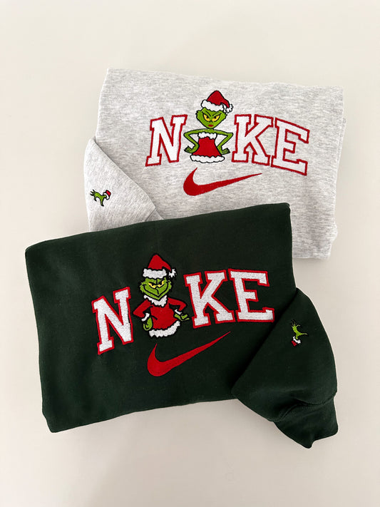 Matching Grinchmas Embroidered Sweatshirts