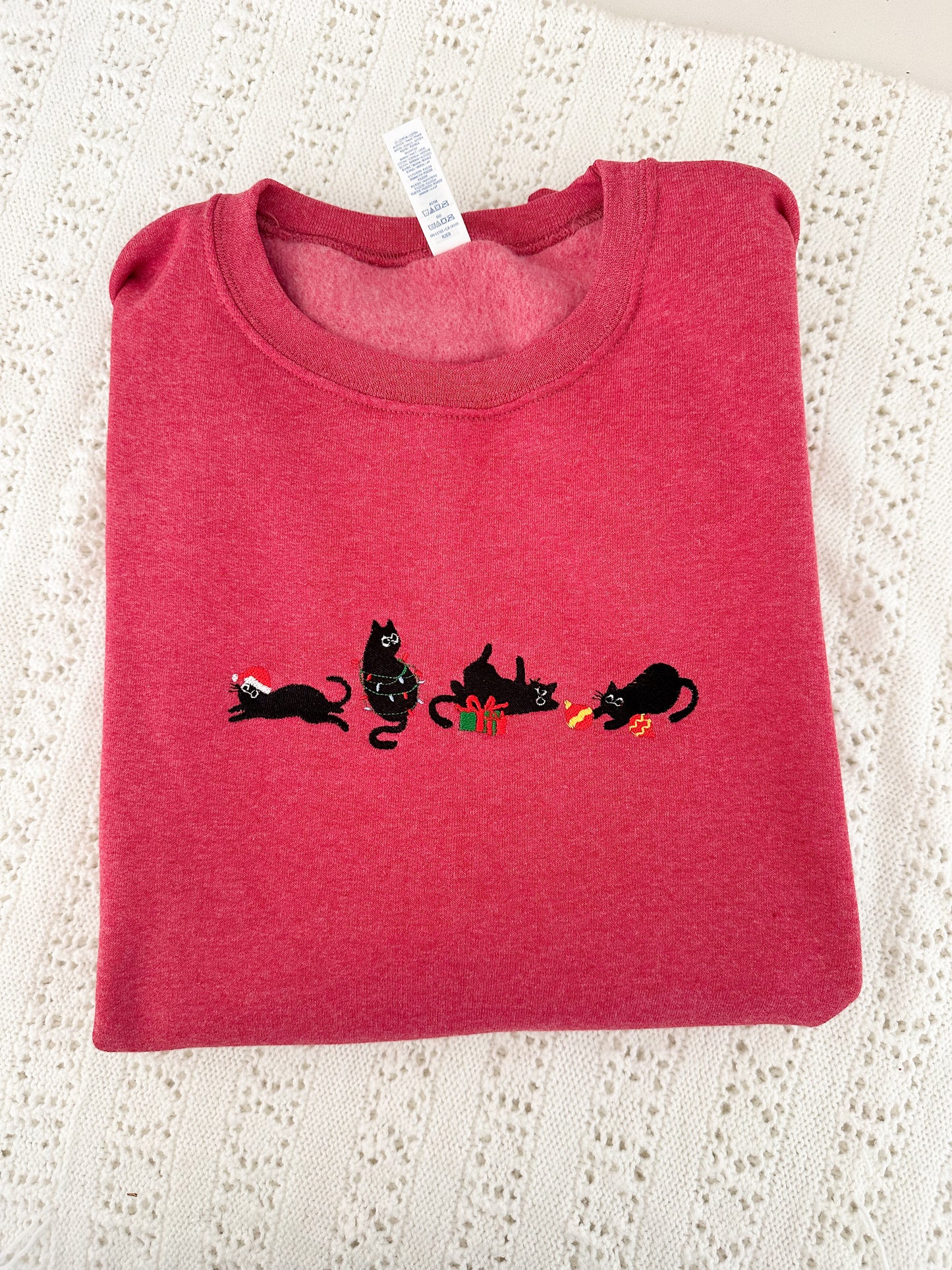 Christmas Cats Embroidered Sweatshirt
