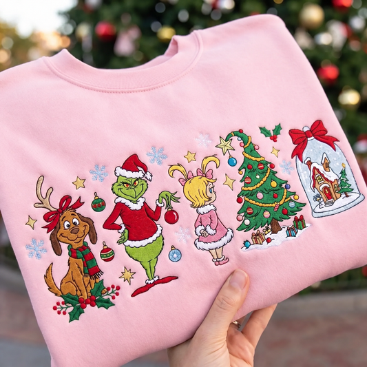 Grinchy Embroidered Sweatshirt