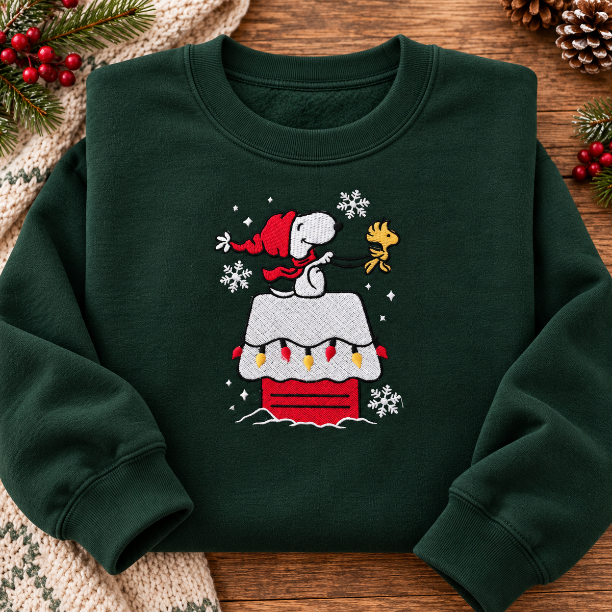 Woodstock x Dog Holiday Embroidered Sweatshirt