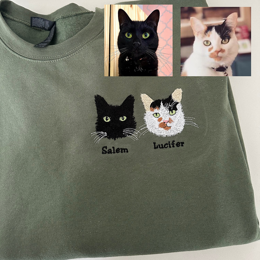 Custom Pet Portrait Embroidered Sweatshirt