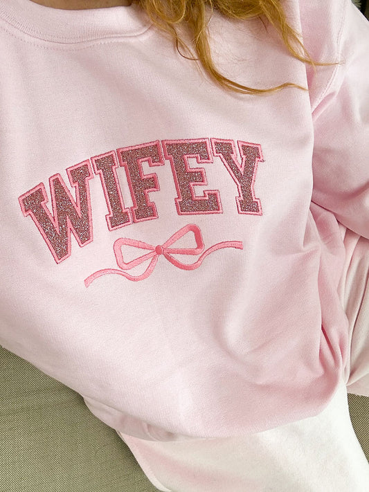 Wifey Glitter Applique Sweatshirt