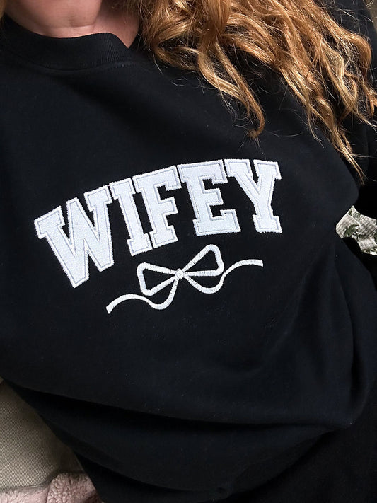 Wifey Glitter Applique Sweatshirt