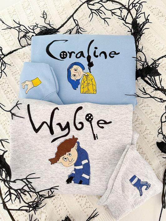 Coraline & Wybie Embroidered Crewneck Sweatshirts