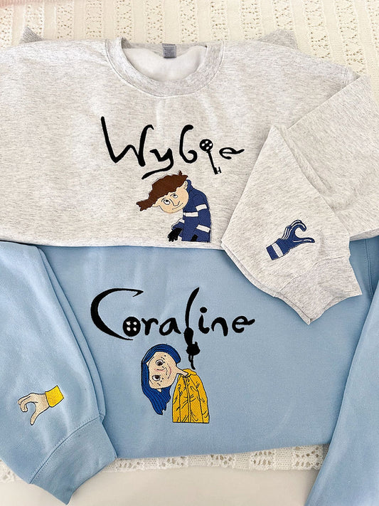 Coraline & Wybie Embroidered Crewneck Sweatshirts